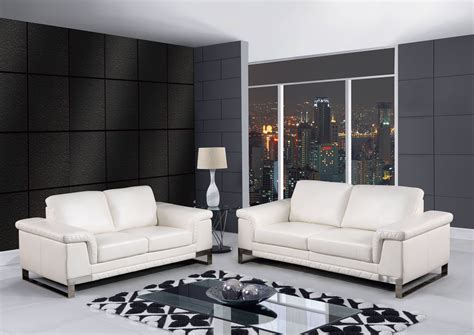 Blanche White Leather Gel Living Room Set Living Room Leather Living