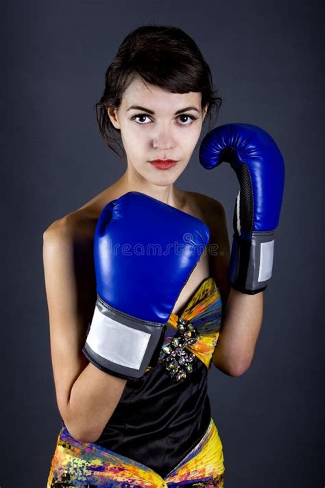 Fashion Model With Boxing Gloves Stock Image Image Of Confidence