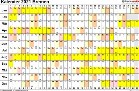 Kalender nasional tahun 2021 atau kalender masehi ini dilengkapi dengan kalender islam dan jawa, sehingga memudahkan anda untuk melihat perpaduan antara tanggal nasional dan tanggal jawa serta. Kalender 2021 Bremen: Ferien, Feiertage, PDF-Vorlagen