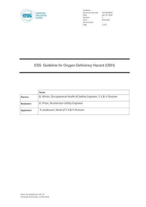 Pdf Ess Guideline For Oxygen Deficiency Hazard Odh