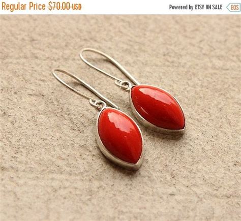 Red Coral Earrings Sterling Silver Gemstone By Studio1980 On Etsy