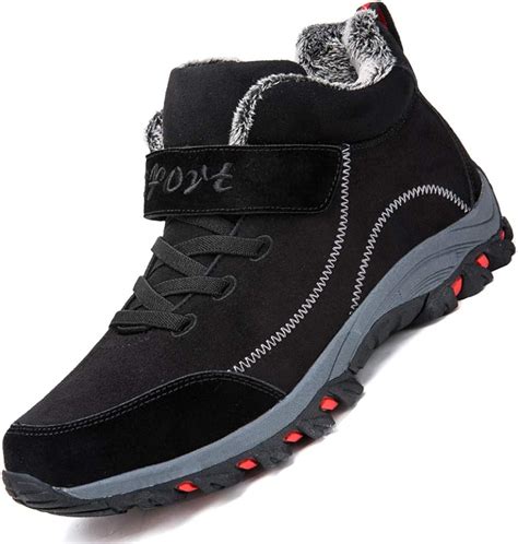 Snow Boots Mens Non Slip Waterproof Cotton Boots Padded And Velcro