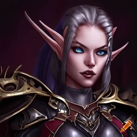 Image Of A Female Blood Elf Deathknight In Dark Armor On Craiyon