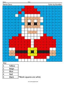 santa claus holiday color  number coloring squared