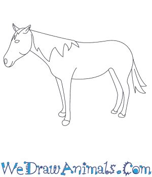 Let's start by sketching an oval shape head with its two little ears. How to Draw a Mustang Horse
