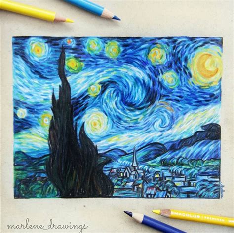 Colored Pencil Starry Night Van Gogh Starry Night Van Gogh