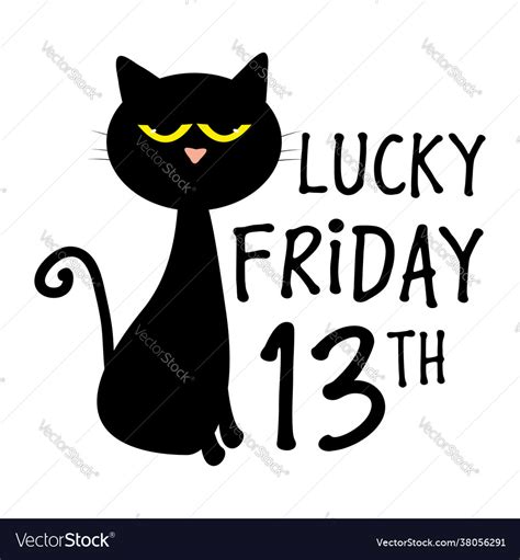 Lucky Friday 13th Text With Black Cat Royalty Free Vector