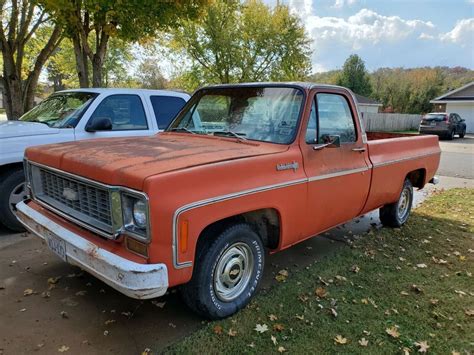 1973 Chevrolet C 10 Pickup Orange Rwd Automatic Custom Deluxe For Sale