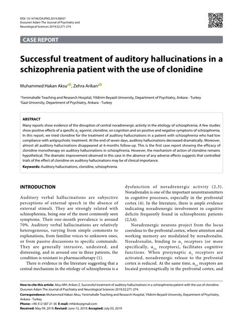 Pdf Successful Treatment Of Auditory Hallucinations In A