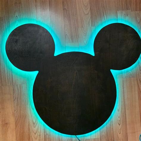 Illuminated Mickey Head With Multicolor Led Lighting Disney Wall Decor