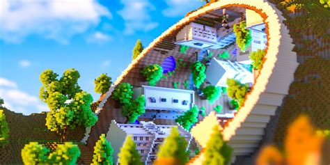Minecraft Player Creates A Futuristic Mountainside Circle Village