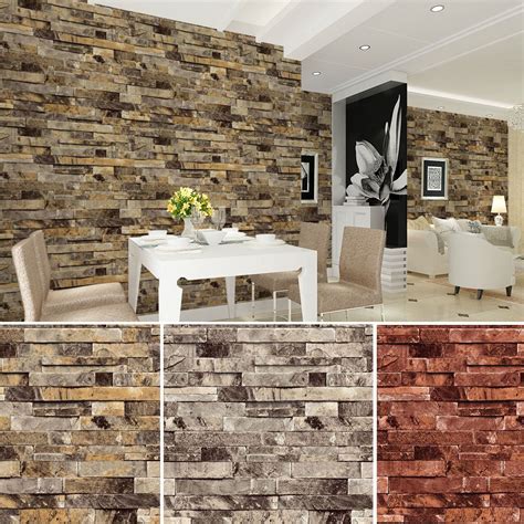 Vintage 3d Wall Paper Brick Stone Rustic Effect Self Adhesive Wall