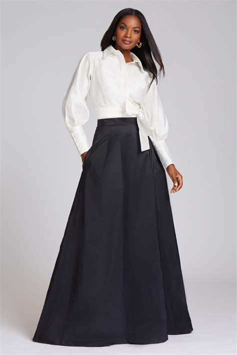 Taffeta Floor Length Skirt With Pockets Floor Length Skirt Long