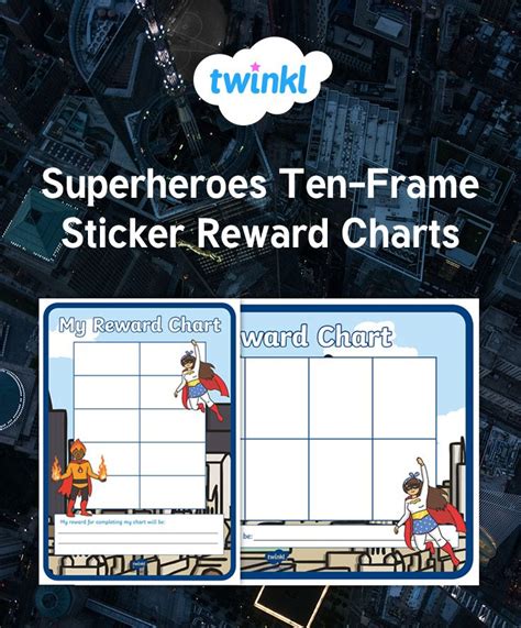 The Superheros Ten Frame Sticker Reward Chart
