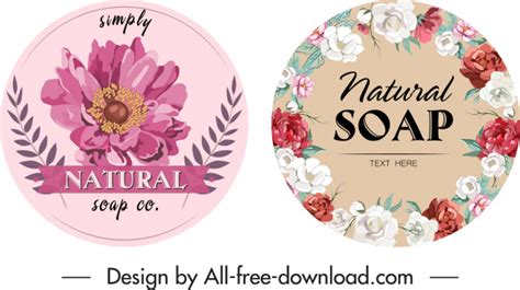 Soap Label Templates Elegant Colored Petals Decor Vector Misc Free