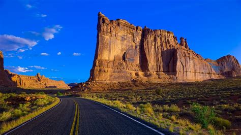Nature Road Arches National Park Utah Landscape Desert Usa Rock
