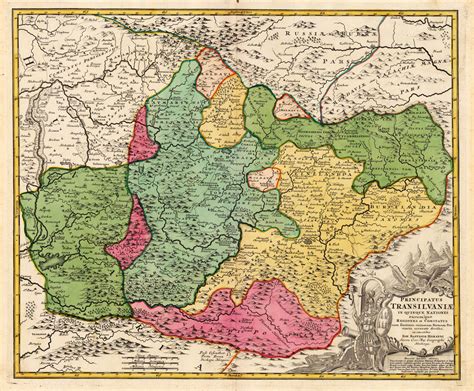 Antique Old Rare And Historic Map Of Transylvania By Homann Johann