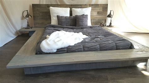Christine Modern Sleek Low Platform Solid Wood Bed Attached Nightstand