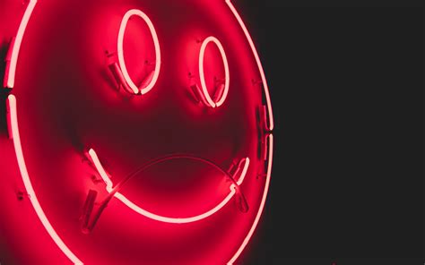 Wallpaper Smile Smiley Neon Glow Red Neon Background 3840x2400