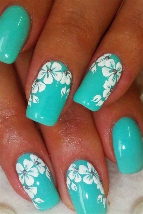 Turquoise Manicur In 2021 Turquoise Nail Art Blue Nail Art Designs