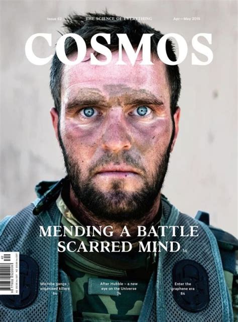 The Cover Of Cosmos Magazine Featuring A Man With Blue Eyes And
