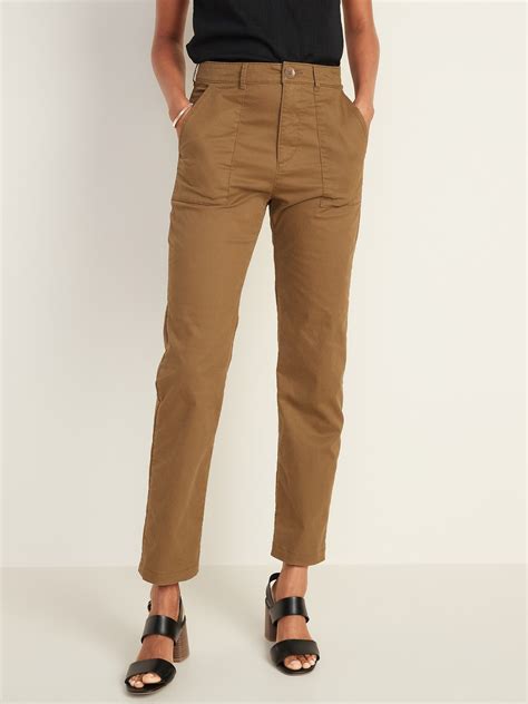 High Waisted Slim Wide Leg Cropped Utility Chinos For Women Old Navy Womens Chinos Pants