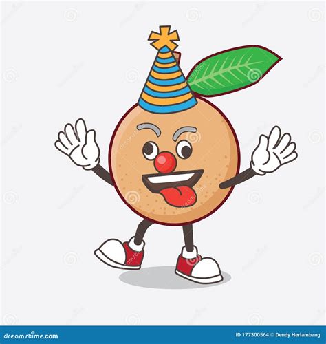 Longan Fruit Cartoon Mascot Character As Funny Clown Stock Vector