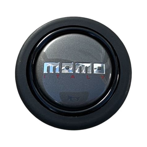 Momo Chrome Over Anthracite Round Lip Horn Button Retro Autotek