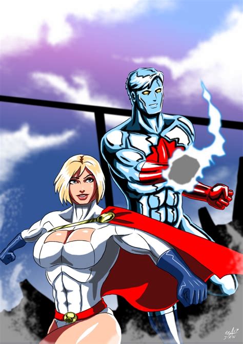 Power Girl And Captain Atom Combat Ready By Adamantis On Deviantart