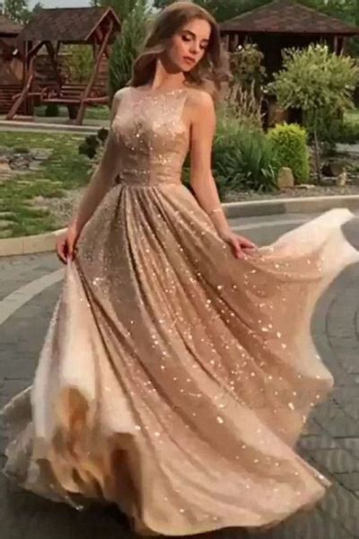 shiny champagne gold sequins sleeveless long prom dress sparkly long abcprom