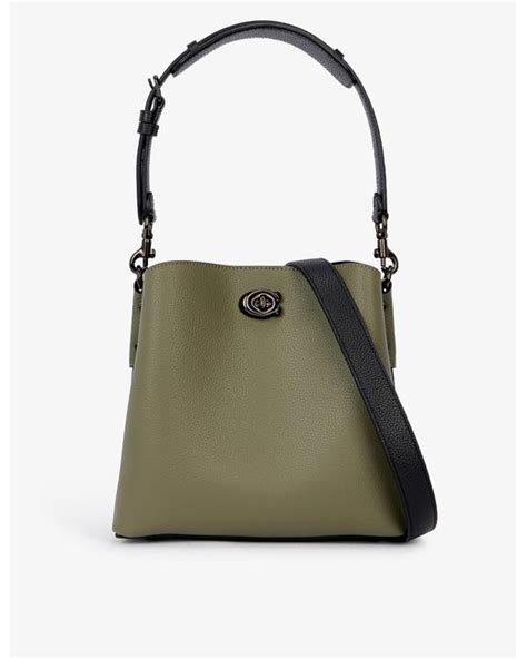 Coach Willow Pebbled Leather Bucket Bag In Khaki Green Lyst Uk