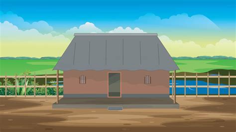 Indian 2d Village House With Beautiful Background Animated Village
