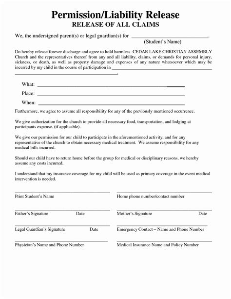 Printable Personal Injury Waiver Form Printable Forms Free Online