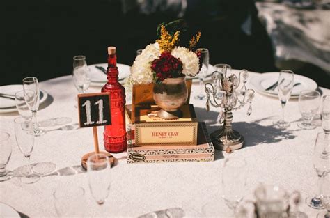 White Red Wedding Flowers Centerpieces Crystals
