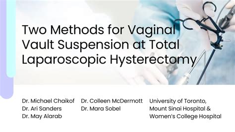 Two Methods For Vaginal Vault Suspension Total Laparoscopic Hysterectomy