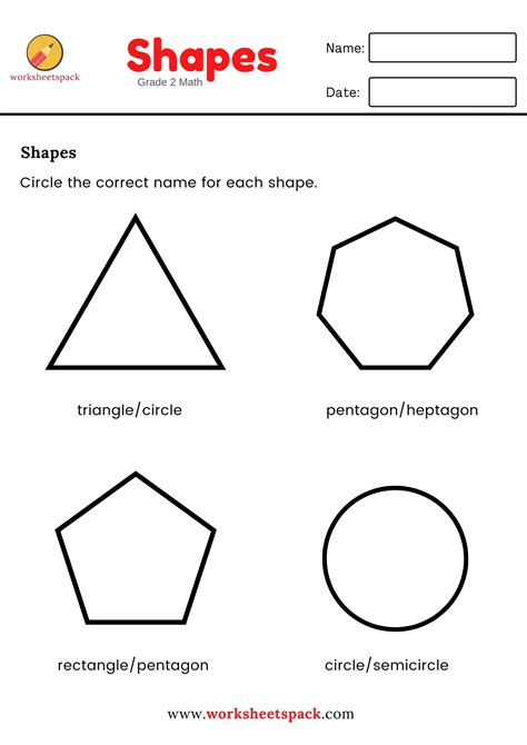 2d Shapes Names Worksheets Math Printable Free Printable Math