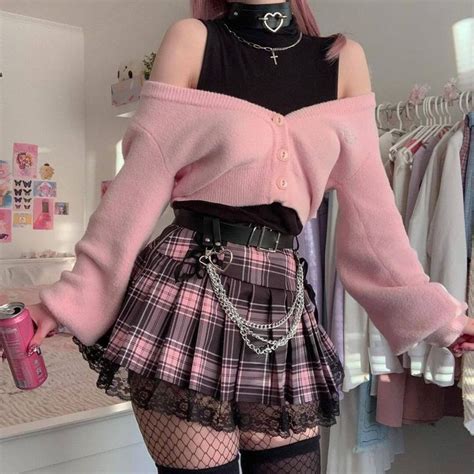 Pastel Goth Lace Splicing Mini Skirt Edgy Outfits Cute Outfits