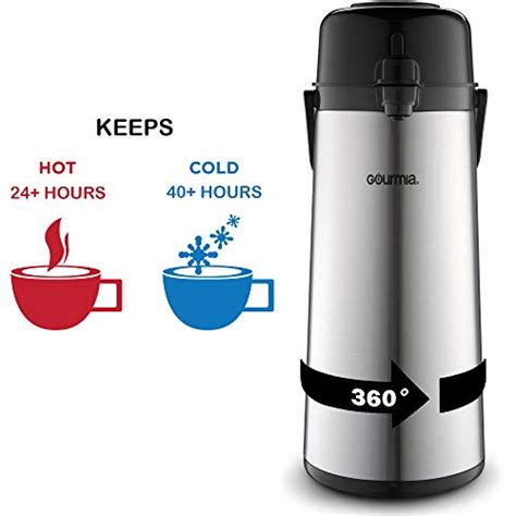 Gourmia Gap9820 Airpot Thermal Hot And Cold Beverage Carafe With Pump