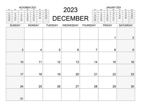 Free Printable December 2023 Calendar 12 Templates Zohal