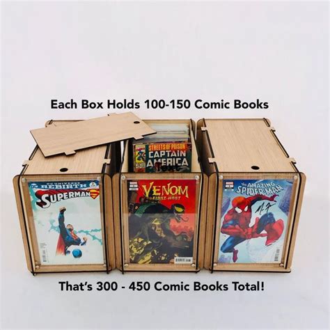 Three Comic Book Storage Boxes Includes A Plexiglass End Etsy Comic