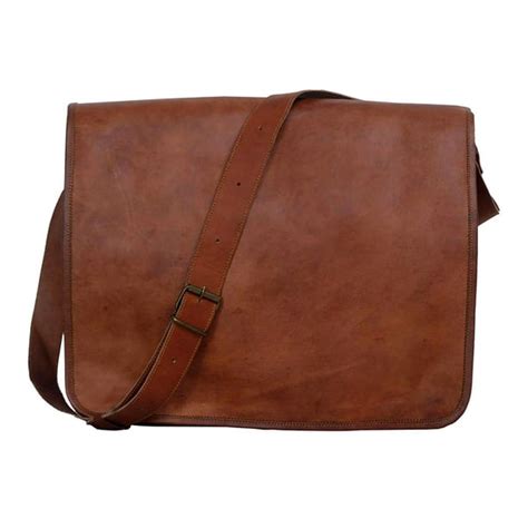 Kpl 18 Inch Leather Laptop Bag Handmade Messenger Bags Satchel For Men