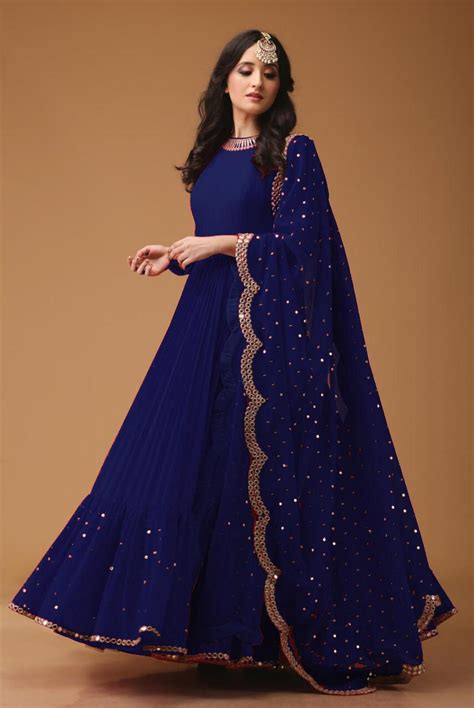 A wide variety of partywear anarkali options are available to you, such as supply type, clothing type, and material. Desirable Blue Colored Georgette Fabric Party Wear Mirror ...