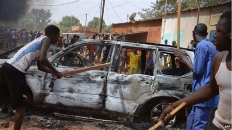 Charlie Hebdo Niger Protesters Set Churches On Fire Bbc News