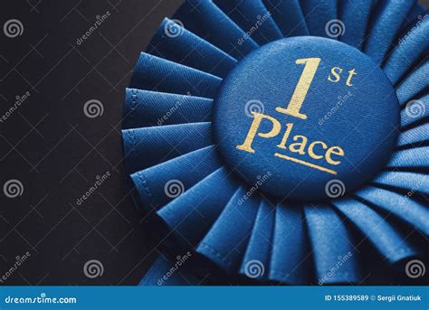 Winner 1st Place Blue Ribbon For Rewarding Stock Image Image Of Medal