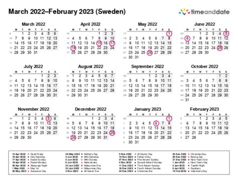 Printable Calendar 2022 For Sweden Pdf