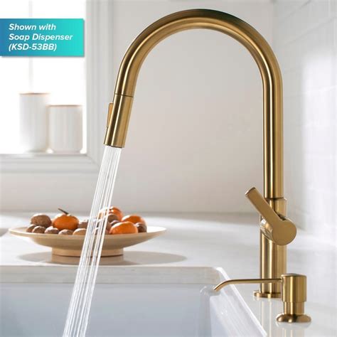 Kraus Kpf Bb Inch Tall Oletto Single Handle Pull Down Kitchen Faucet Brushed Brass