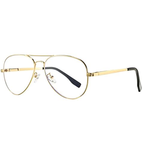 poraday classic aviator glasses clear lens metal frame eyewear for men women gold frame clear