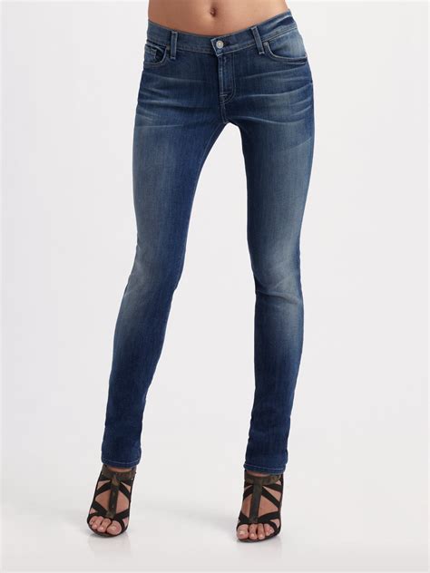 Lyst 7 For All Mankind Roxanne Skinny Jeans In Blue