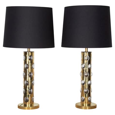 Modernist Pair Of Murano Glass Tube With Chrome Table Lamps For Sale At