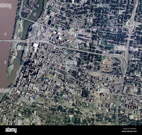 Aerial Map View Above Memphis Tennessee Mississippi River Stock Photo